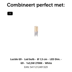 Wandlampen<Lucide Wandlamp Diletta Zwart - G9 - 18 cm hoog