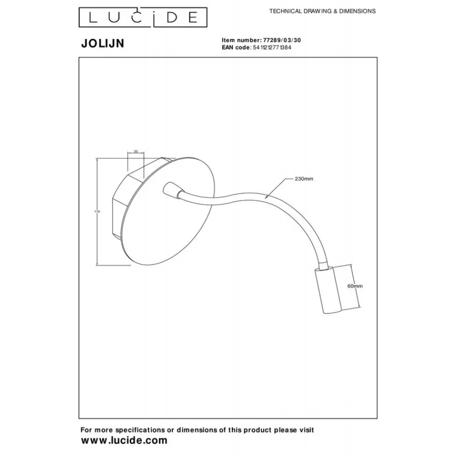 Wandlampen<Lucide Wandlamp Jolijn Zwart - LED - Ø 11 cm