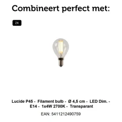 Wandlampen<Lucide Wandlamp Ovalis Goud - 2 x E14 - 20 cm hoog