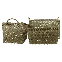 Manden< Mand Bamboe Rechthoek Naturel - set 3 stuks