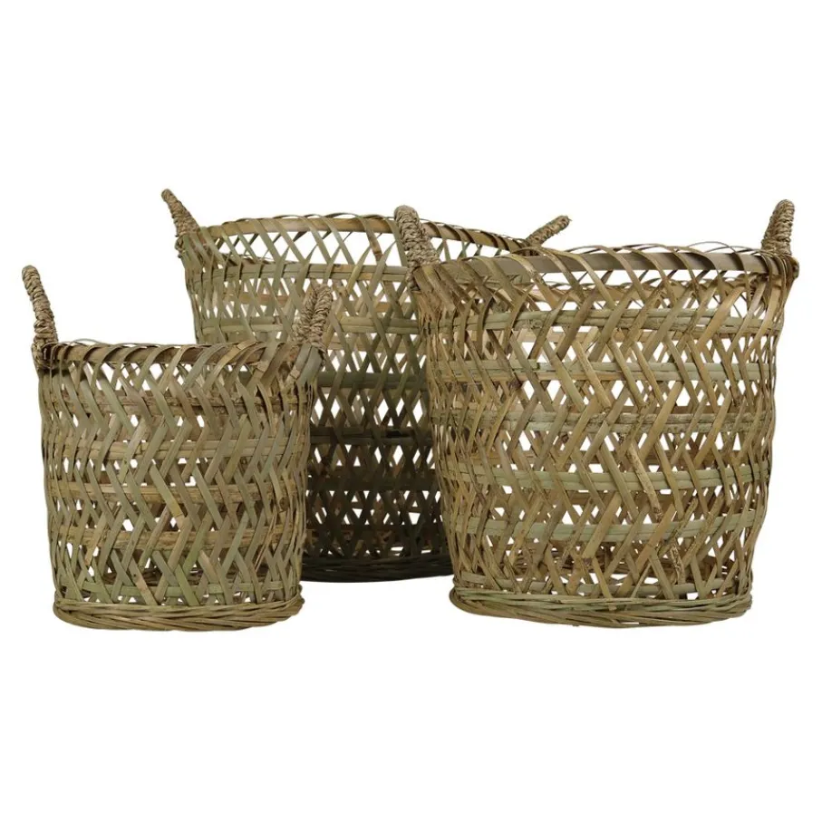 Manden< Mand Bamboe Rond Naturel - set 3 stuks