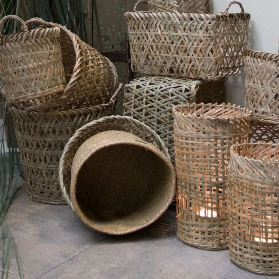 Manden< Mand Bamboe Rond Naturel - set 3 stuks