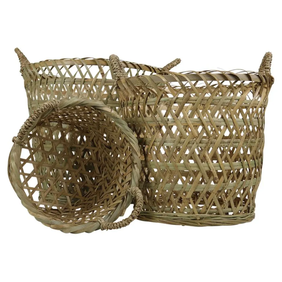 Manden< Mand Bamboe Rond Naturel - set 3 stuks