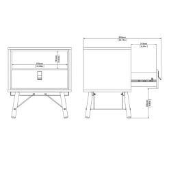 Nachtkastjes< Nachtkastje Denver Eiken - 54x60x41 cm