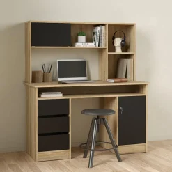 Bureaus< Opzetkast Boston Eiken / Zwart - 123x65x24 cm