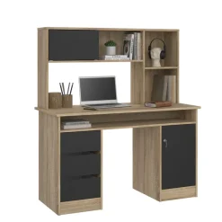 Bureaus< Opzetkast Boston Eiken / Zwart - 123x65x24 cm