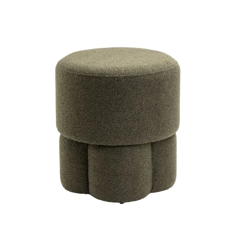 Poefs & Krukjes< Poef Kevion Groen - Ø 40 cm