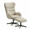 Relaxfauteuils|Fauteuils< Relaxfauteuil Jack Greige - inclusief hocker