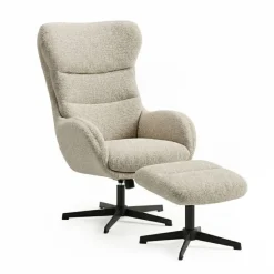 Relaxfauteuils|Fauteuils< Relaxfauteuil Jack Greige - inclusief hocker