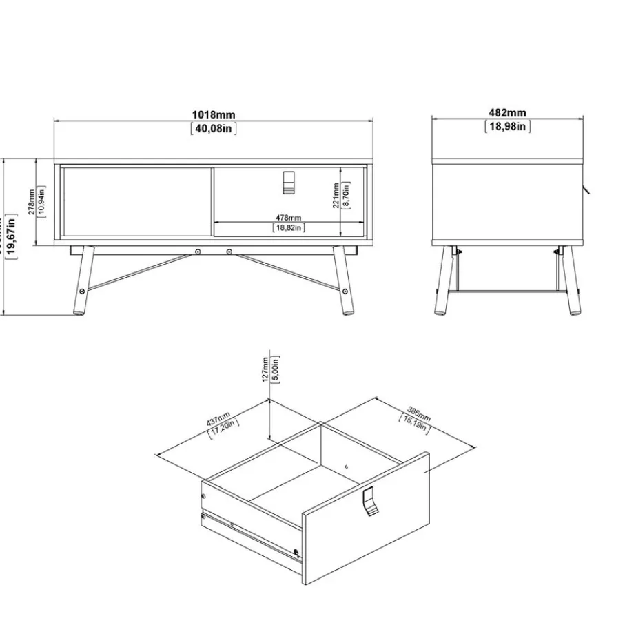 Salontafels< Salontafel Denver Eiken - 102x48 cm
