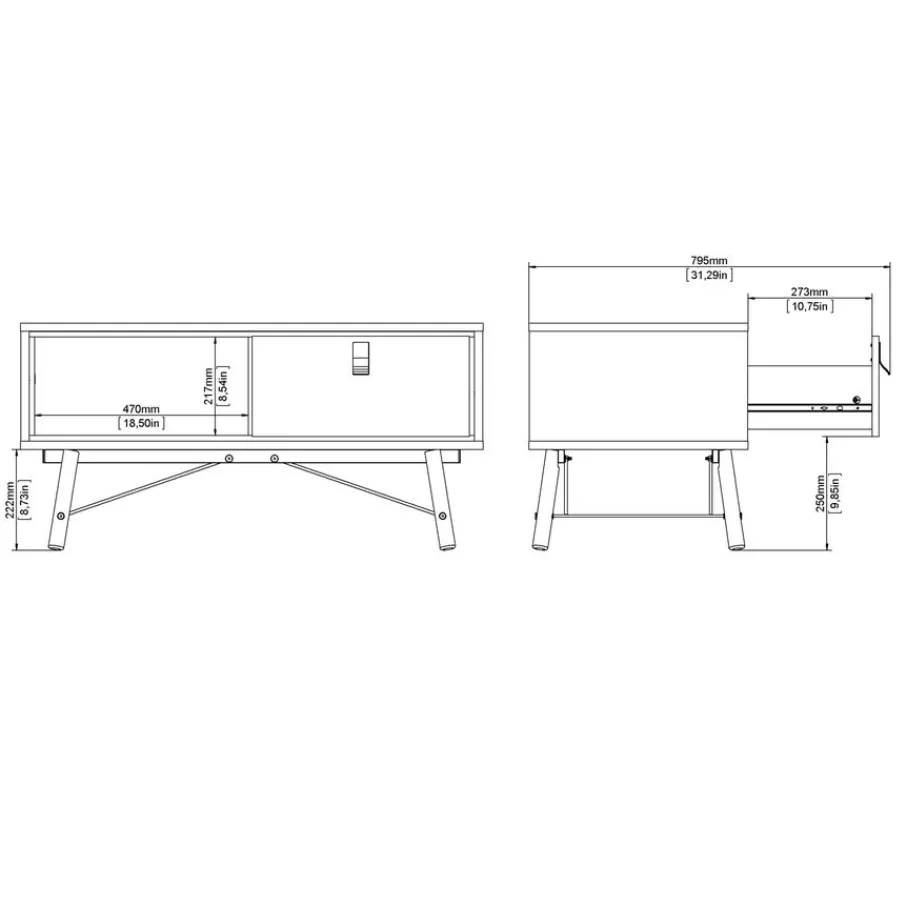 Salontafels< Salontafel Denver Eiken - 102x48 cm