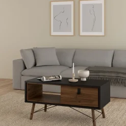 Salontafels< Salontafel Denver Zwart / Walnoot - 102x48 cm
