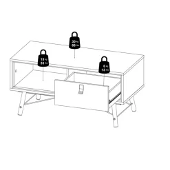 Salontafels< Salontafel Denver Zwart / Walnoot - 102x48 cm