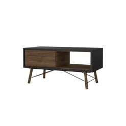 Salontafels< Salontafel Denver Zwart / Walnoot - 102x48 cm