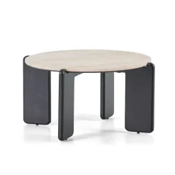 Salontafels< Salontafel Mosly Beige / Zwart - Ø 80 cm