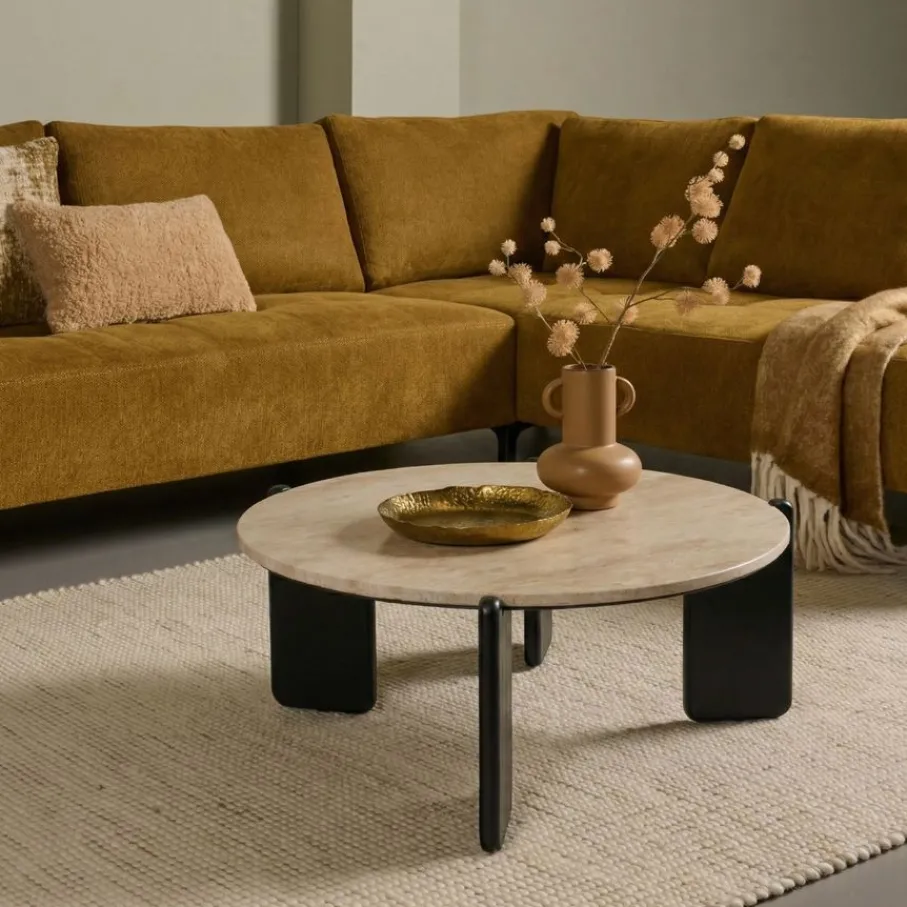 Salontafels< Salontafel Mosly Beige / Zwart - Ø 80 cm