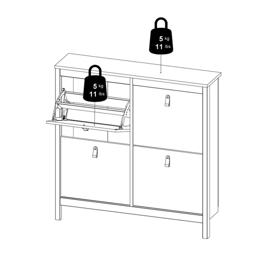 Opbergkasten|Schoenenkasten< Schoenenkast Dallas Wit - 103x103x25 cm