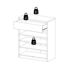 Opbergkasten|Schoenenkasten< Schoenenkast Luna Eiken - 81x101x40 cm