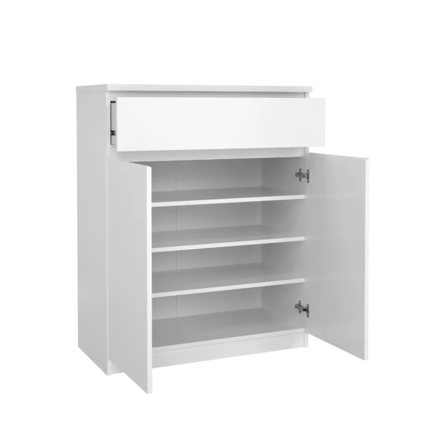Opbergkasten|Schoenenkasten< Schoenenkast Luna Hoogglans Wit - 81x101x40 cm