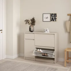 Opbergkasten|Schoenenkasten< Schoenenkast Luna Taupe - 109x92x32 cm