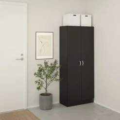 Opbergkasten|Schoenenkasten< Schoenenkast Miami Zwart - 69x170x35 cm