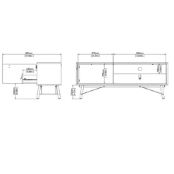 Tv-Meubels< TV-meubel Denver Zwart / Walnoot - 150x60x40 cm
