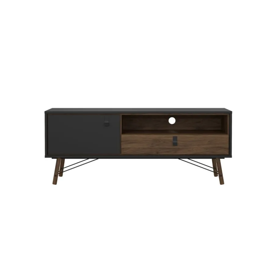 Tv-Meubels< TV-meubel Denver Zwart / Walnoot - 150x60x40 cm