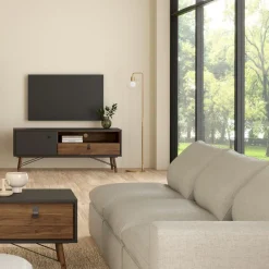 Tv-Meubels< TV-meubel Denver Zwart / Walnoot - 150x60x40 cm