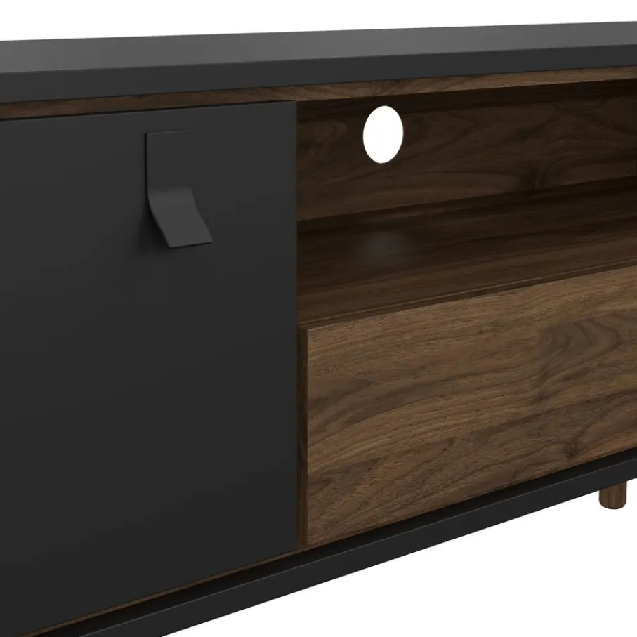 Tv-Meubels< TV-meubel Denver Zwart / Walnoot - 150x60x40 cm