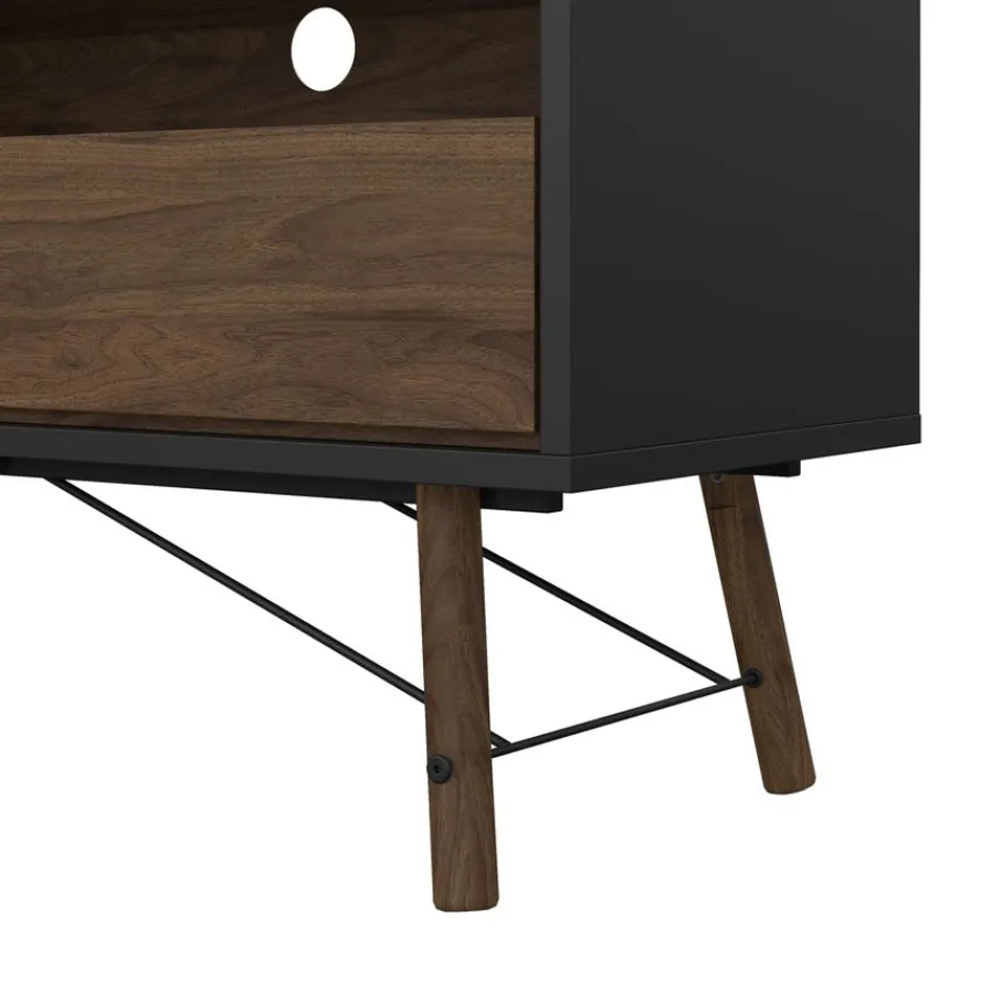 Tv-Meubels< TV-meubel Denver Zwart / Walnoot - 150x60x40 cm