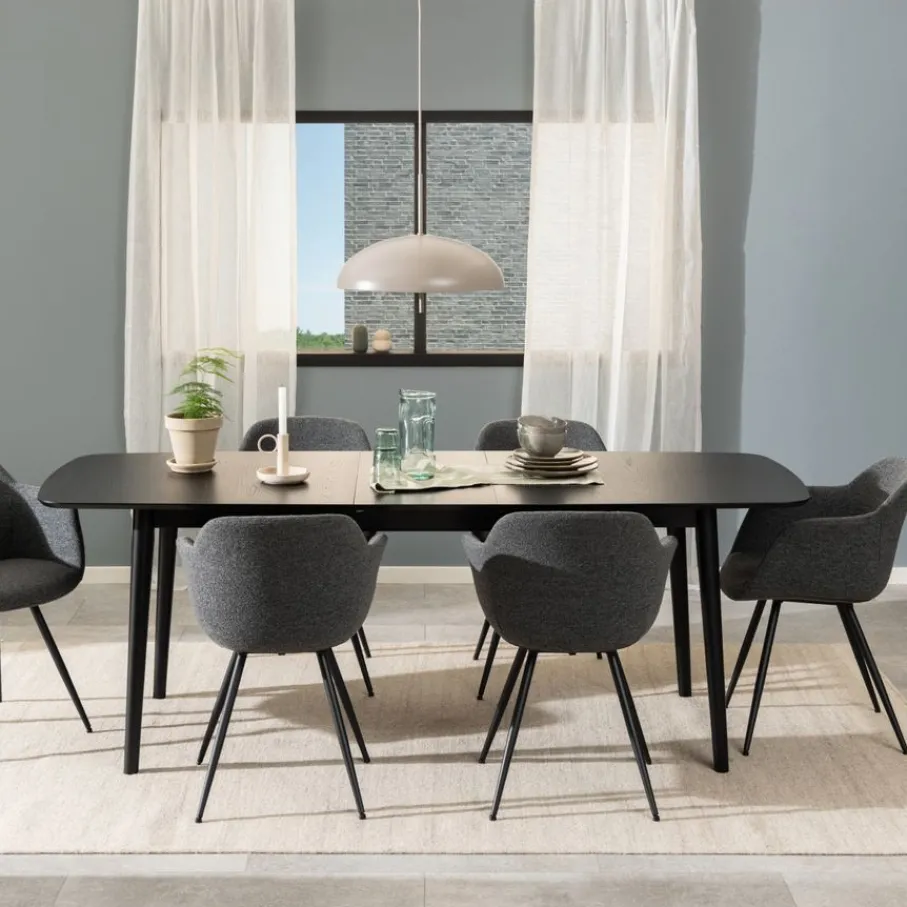 Eettafels< Uitschuifbare Eettafel Saga Zwart - 180/219x90 cm