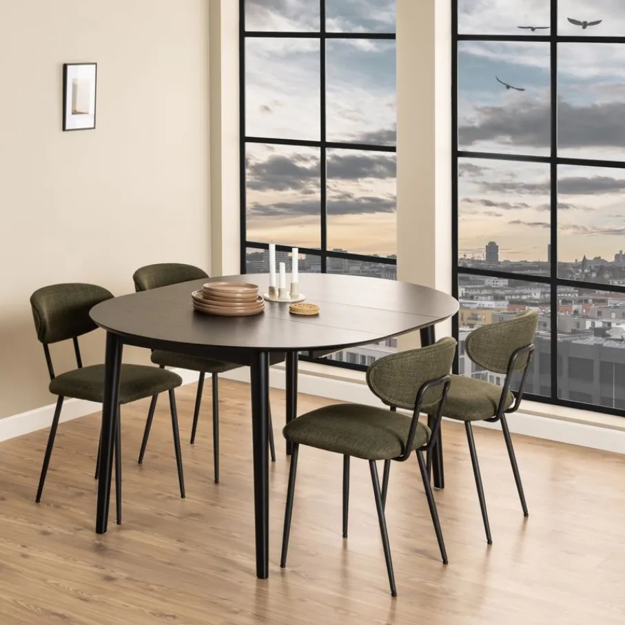 Eettafels< Uitschuifbare Eettafel Saga Zwart - 115/154x115 cm