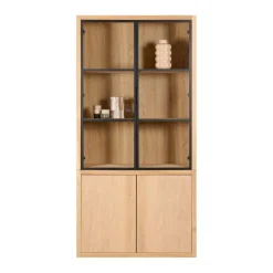 Buffetkasten|Vitrinekasten< Vitrinekast Chester Naturel - 105x214x40 cm