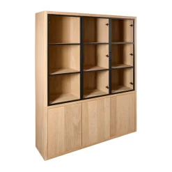 Buffetkasten|Vitrinekasten< Vitrinekast Chester Naturel - 155x214x40 cm