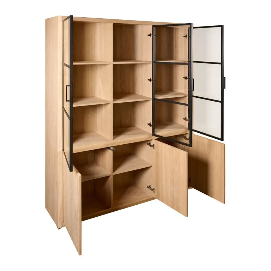 Buffetkasten|Vitrinekasten< Vitrinekast Chester Naturel - 155x214x40 cm