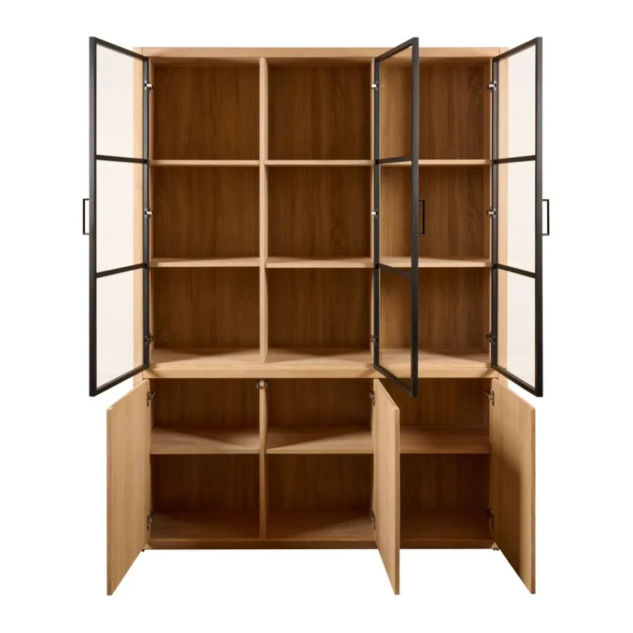 Buffetkasten|Vitrinekasten< Vitrinekast Chester Naturel - 155x214x40 cm