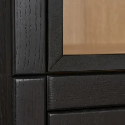 Vitrinekasten|Buffetkasten< Vitrinekast Chester Zwart - 205x214x40 cm