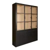 Buffetkasten|Vitrinekasten< Vitrinekast Chester Zwart - 155x214x40 cm