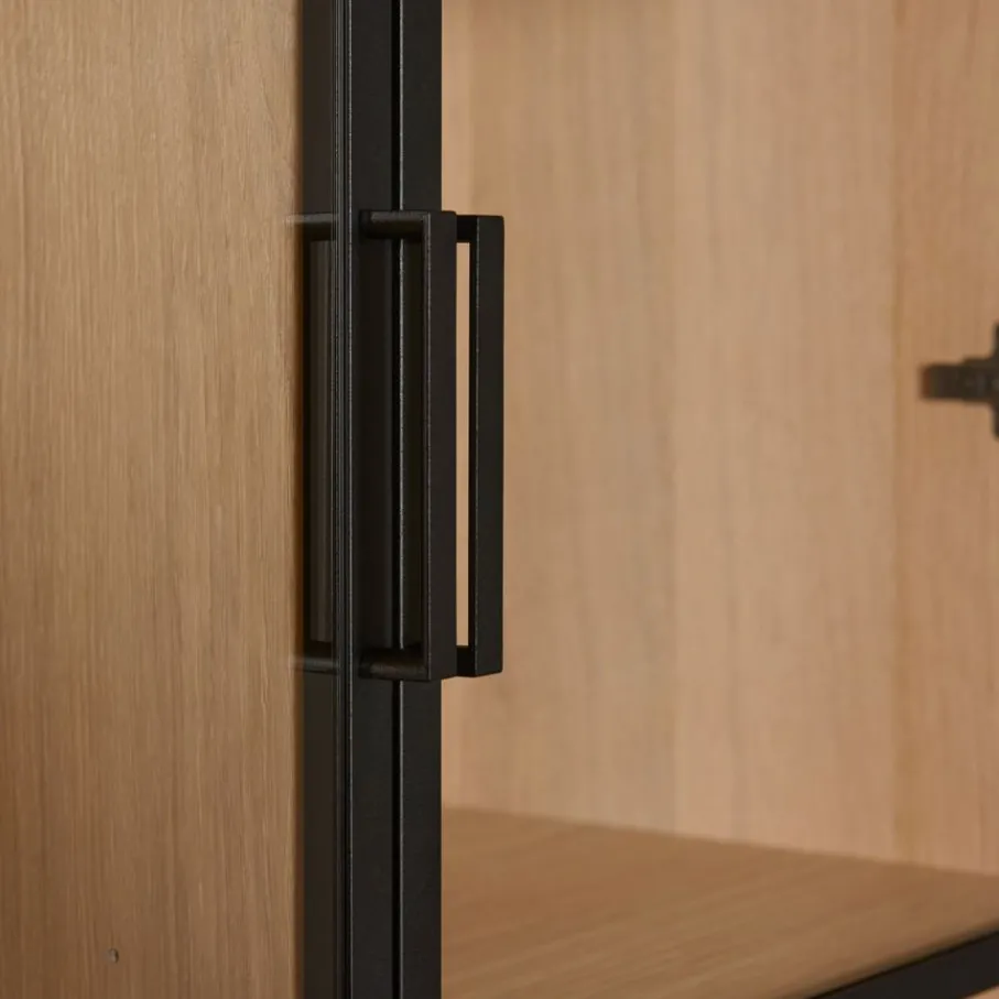 Buffetkasten|Vitrinekasten< Vitrinekast Chester Zwart - 155x214x40 cm