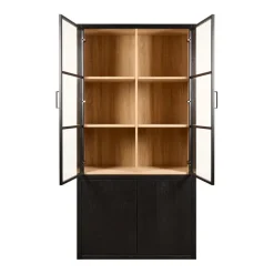 Buffetkasten|Vitrinekasten< Vitrinekast Chester Zwart - 105x214x40 cm