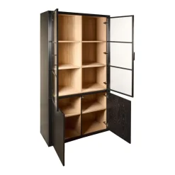 Buffetkasten|Vitrinekasten< Vitrinekast Chester Zwart - 105x214x40 cm