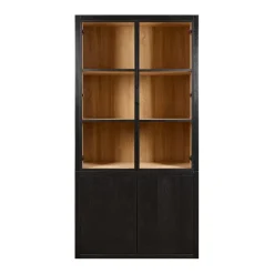 Buffetkasten|Vitrinekasten< Vitrinekast Chester Zwart - 105x214x40 cm