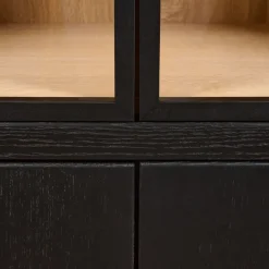Buffetkasten|Vitrinekasten< Vitrinekast Chester Zwart - 105x214x40 cm