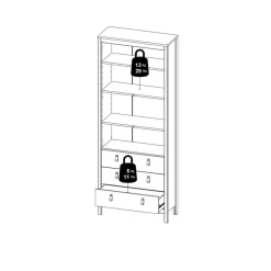 Opbergkasten< Vitrinekast Dallas Taupe - 79x199x33 cm