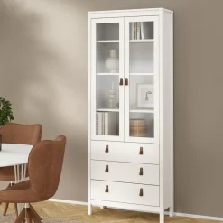 Opbergkasten< Vitrinekast Dallas Wit - 79x199x33 cm