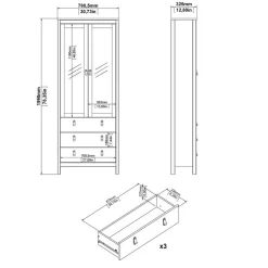 Opbergkasten< Vitrinekast Dallas Wit - 79x199x33 cm