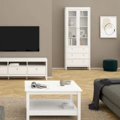 Opbergkasten< Vitrinekast Dallas Wit - 79x199x33 cm