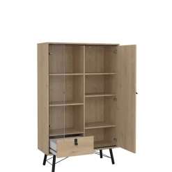 Vitrinekasten< Vitrinekast Denver Eiken - 102x162x40 cm