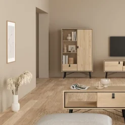 Vitrinekasten< Vitrinekast Denver Eiken - 102x162x40 cm