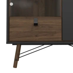 Vitrinekasten< Vitrinekast Denver Zwart / Walnoot - 102x162x40 cm